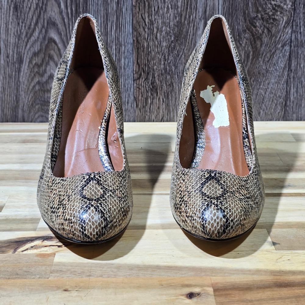 Banana Republic Snake Print Heels Women's Size 8.5 Brown Black Block Heel Pumps‎